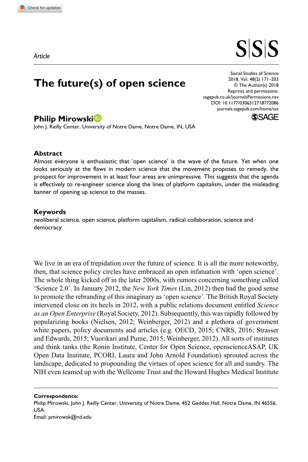 The Future(S) of Open Science