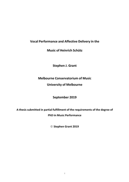 Vocal Performance and Affective Delivery in the Music of Heinrich Schütz