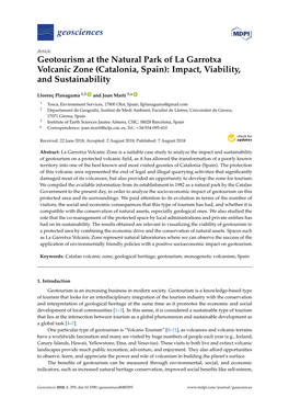 Geotourism at the Natural Park of La Garrotxa Volcanic Zone (Catalonia, Spain): Impact, Viability, and Sustainability