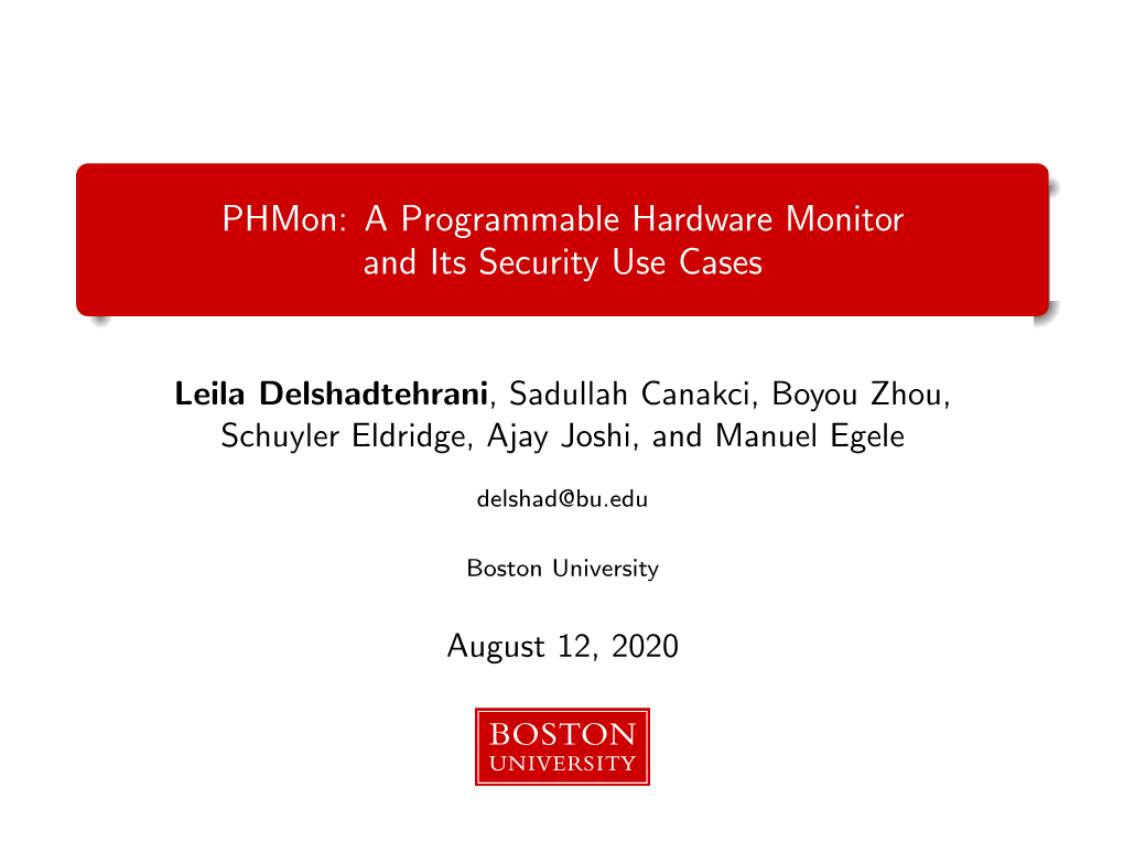 Phmon: a Programmable Hardware Monitor and Its Security Use Cases