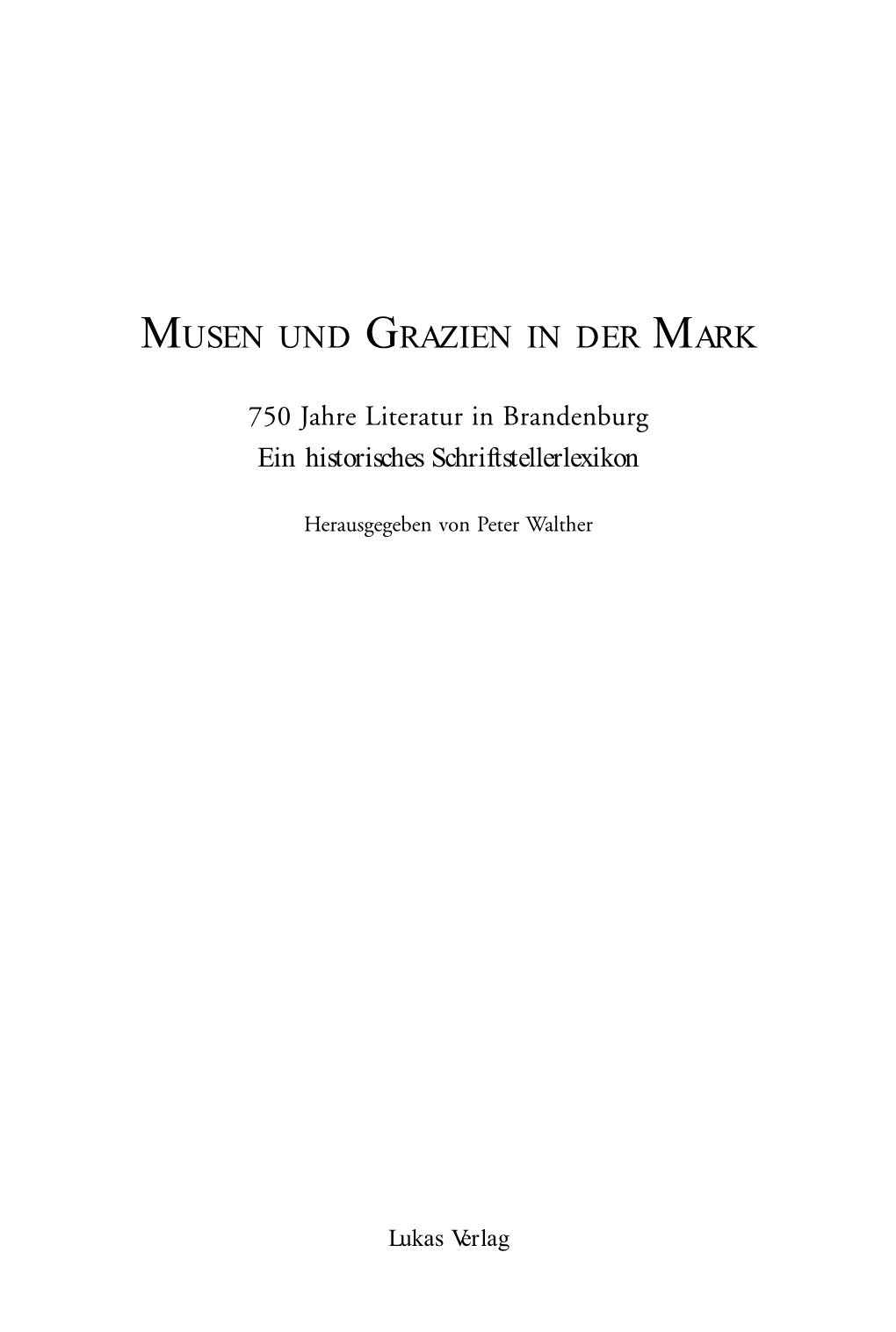 Musen Und Grazien in Der Mark