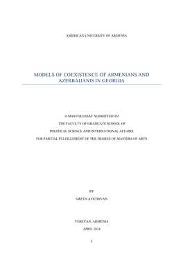 Models of Coexistence of Armenians and Azerbaijanis in Georgia