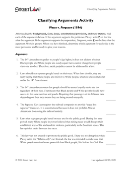 Classifying Arguments Activity