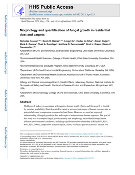 Morphology and Quantification of Fungal Growth in Residential Dust and Carpets