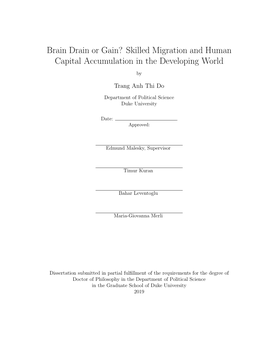 Brain Drain Or Gain? Skilled Migration and Human Capital Accumulation in the Developing World
