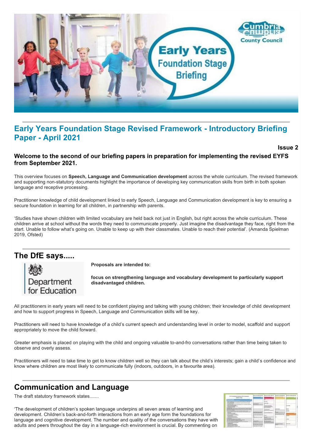 Early Years Foundation Stage Revised Framework Docslib