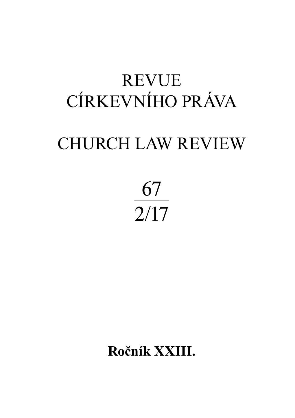 Revue Církevního Práva Church Law Review