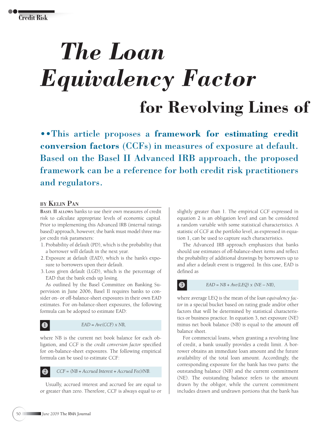 The Loan Equivalency Factor for Revolving Lines of Credit In