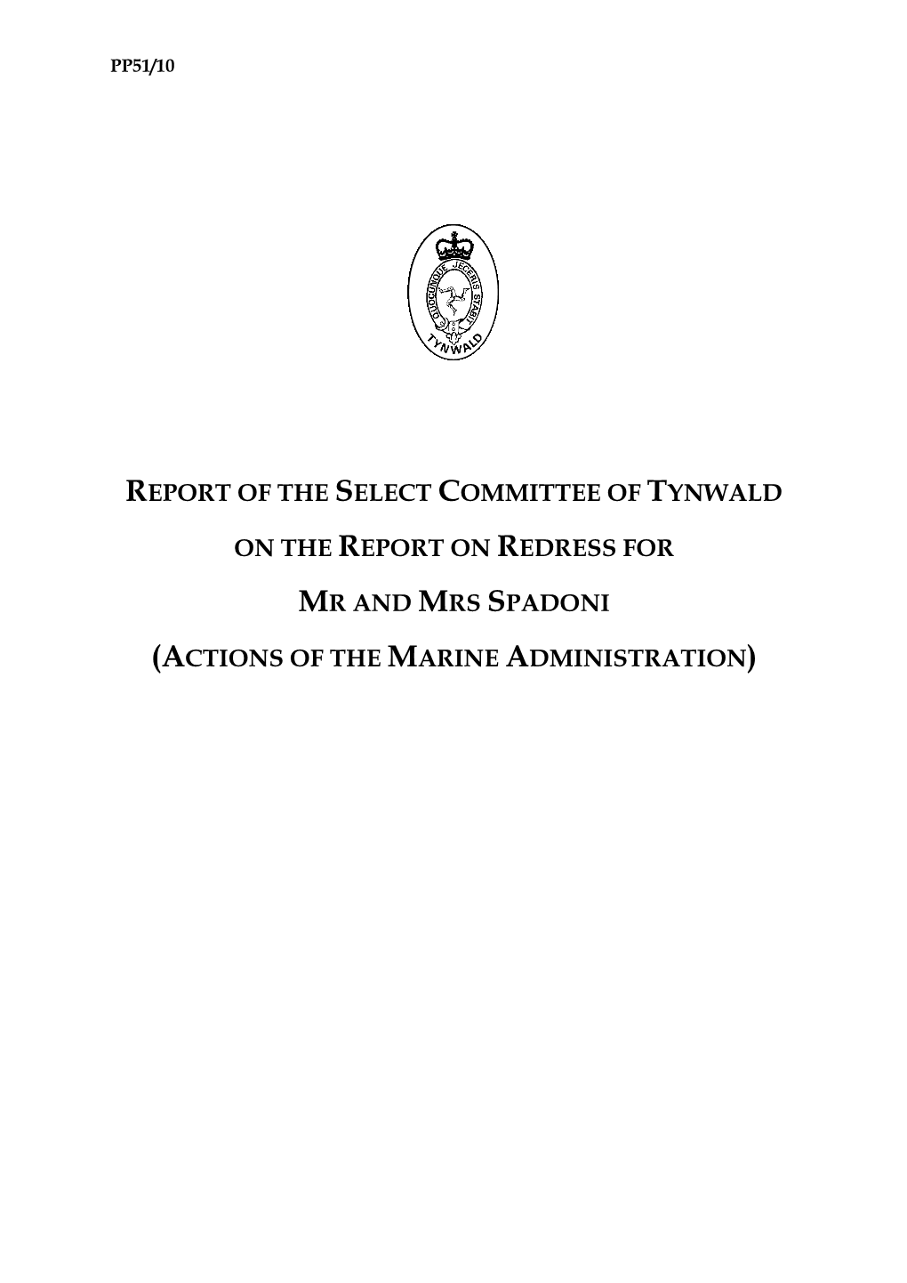 Report of Select Committee