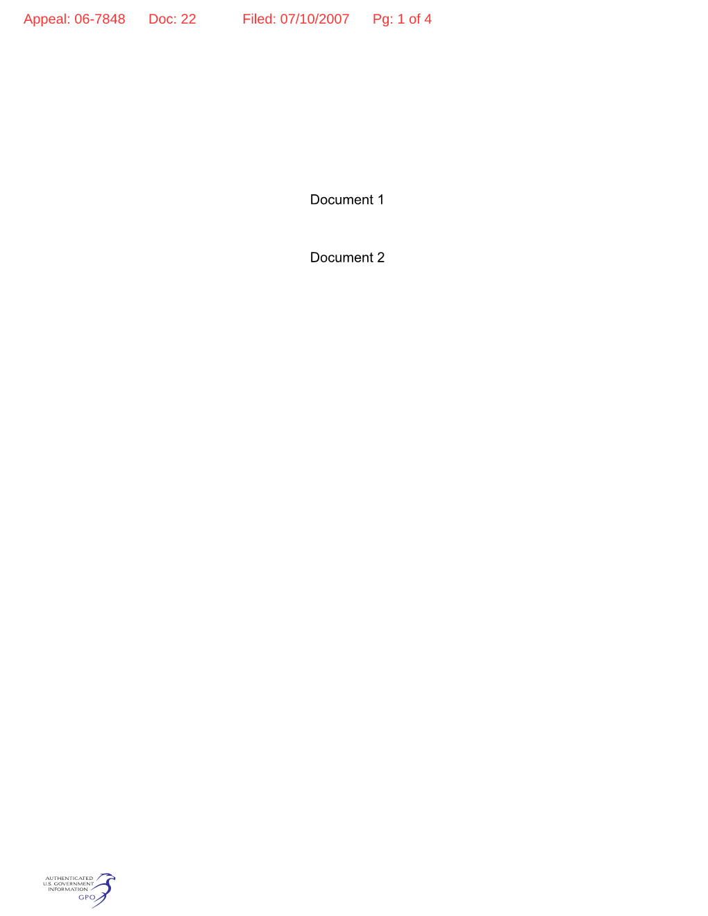 Document 1 Document 2 Appeal: 06-7848 Doc: 22 Filed: 07/10/2007 Pg: 1 of 4