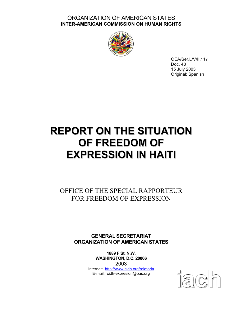 Report on the Situation of Freedom of Expression in Haiti