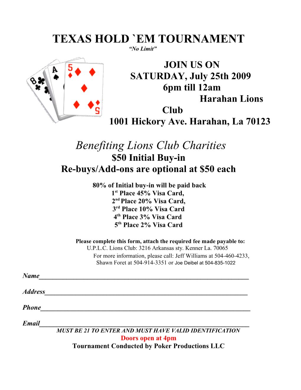 Texas Hold Em Tournament