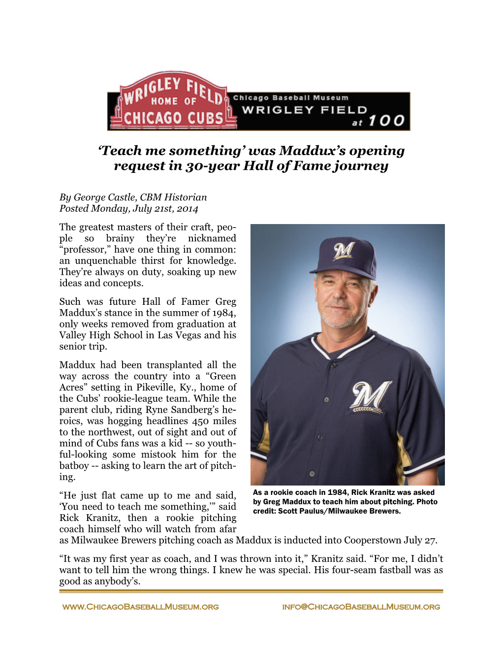 Was Maddux's Opening Request in 30-Year Hall of Fame Journey