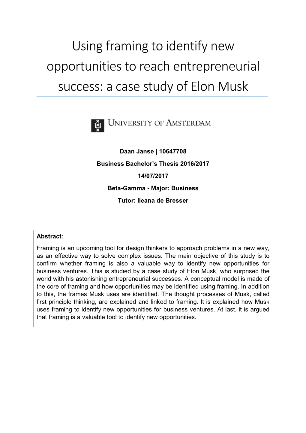 A Case Study of Elon Musk