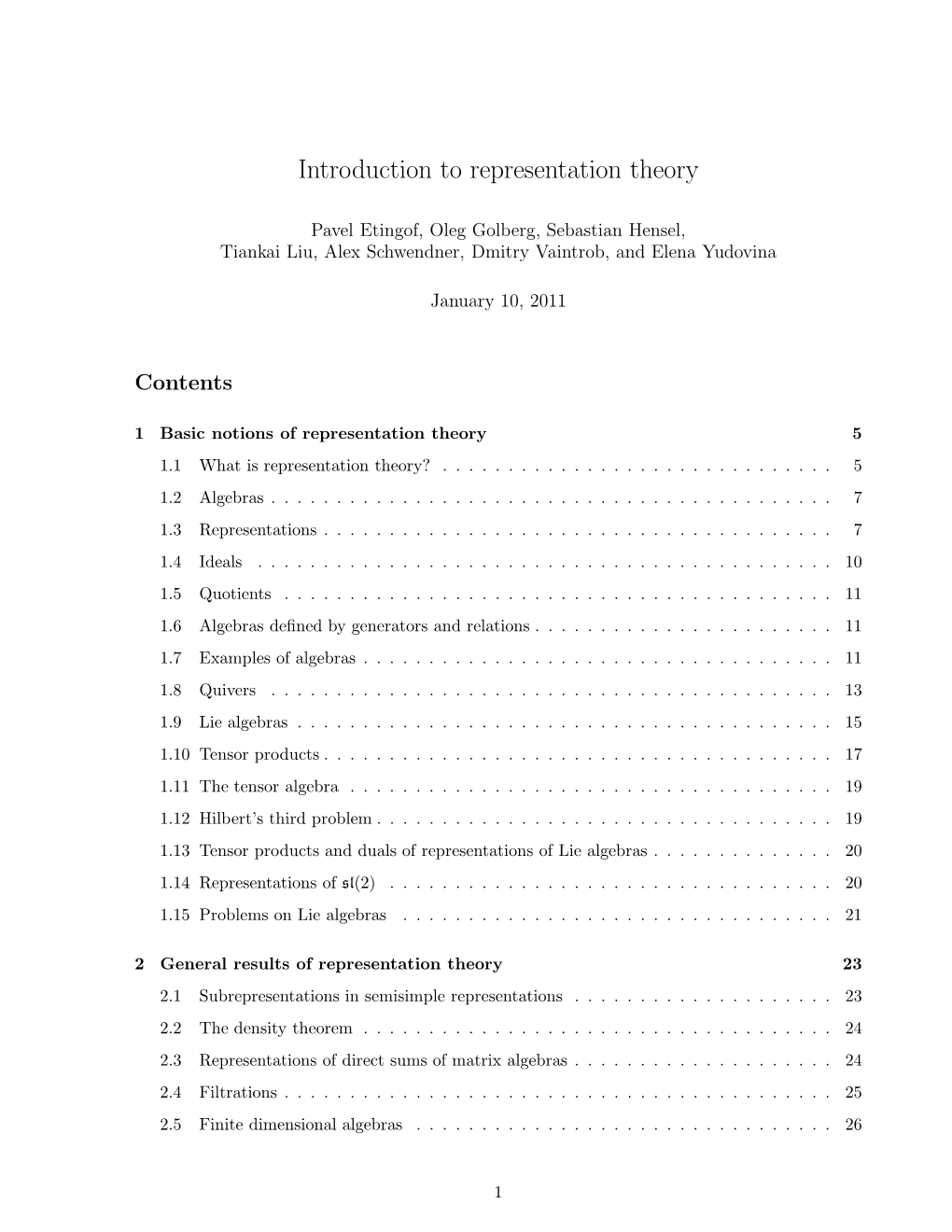 Introduction to Representation Theory