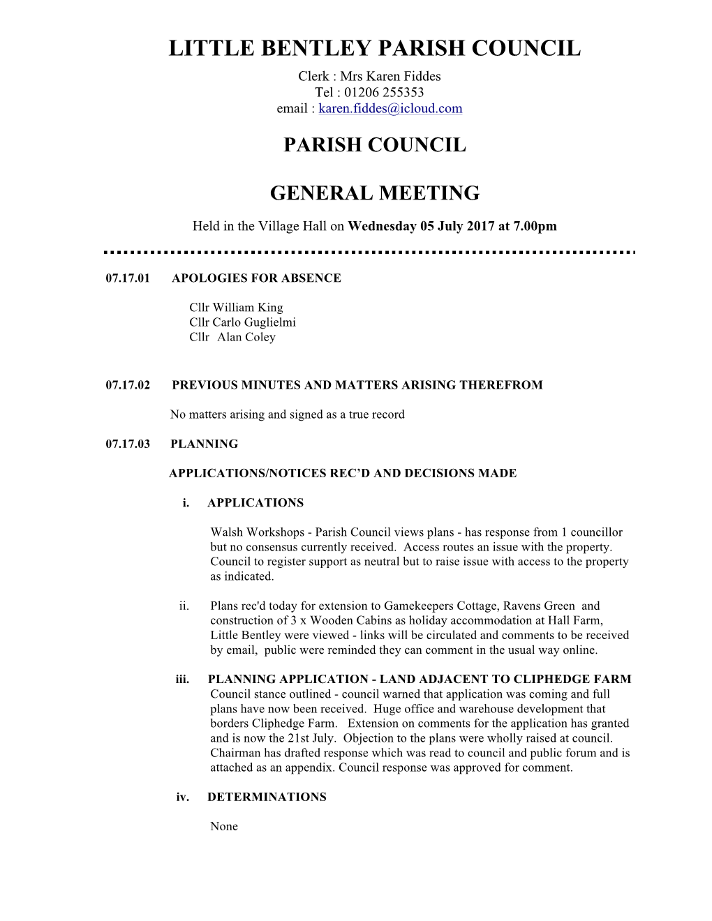 Parish Council General Meeting