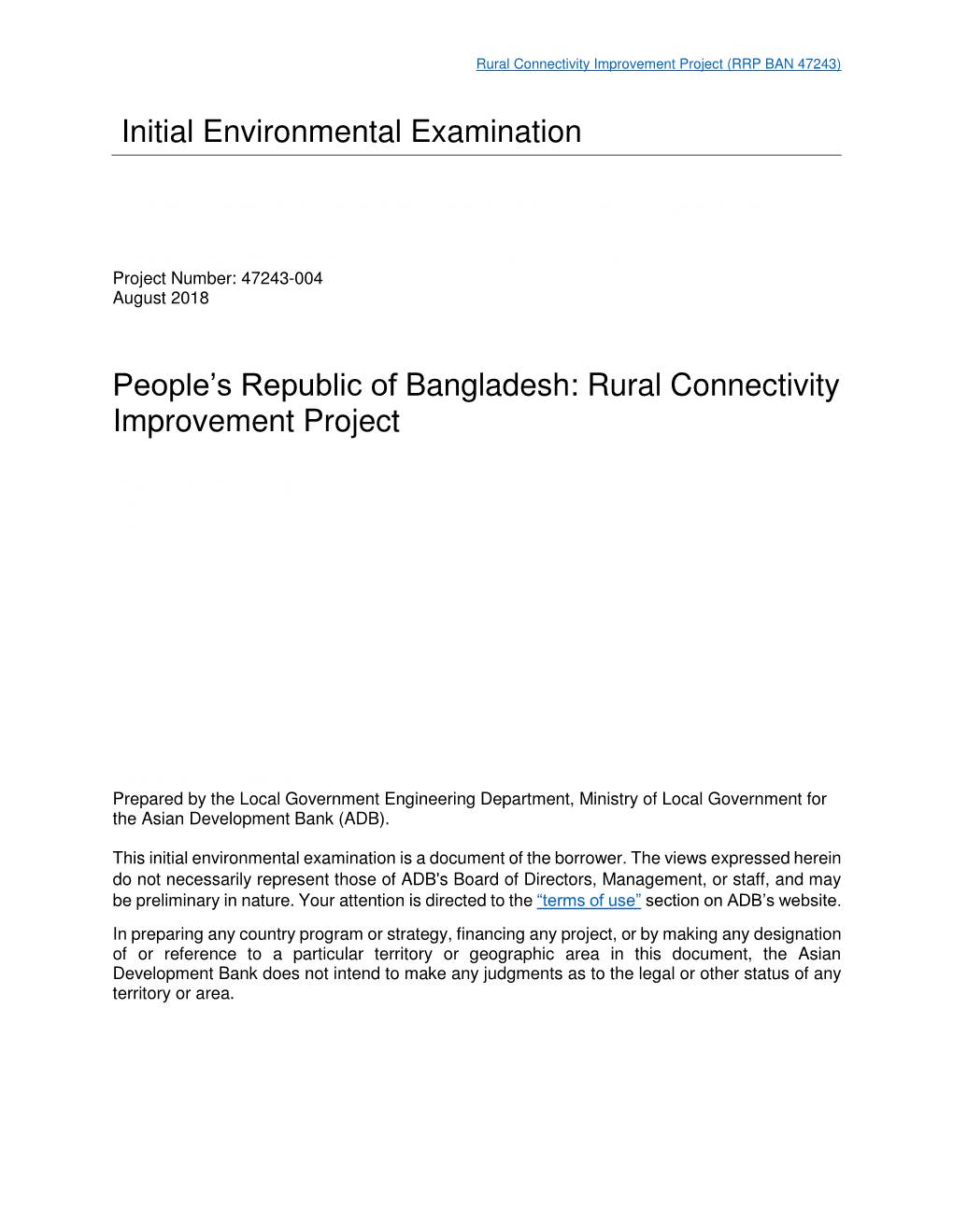 Rural Connectivity Improvement Project: Initial Environmental