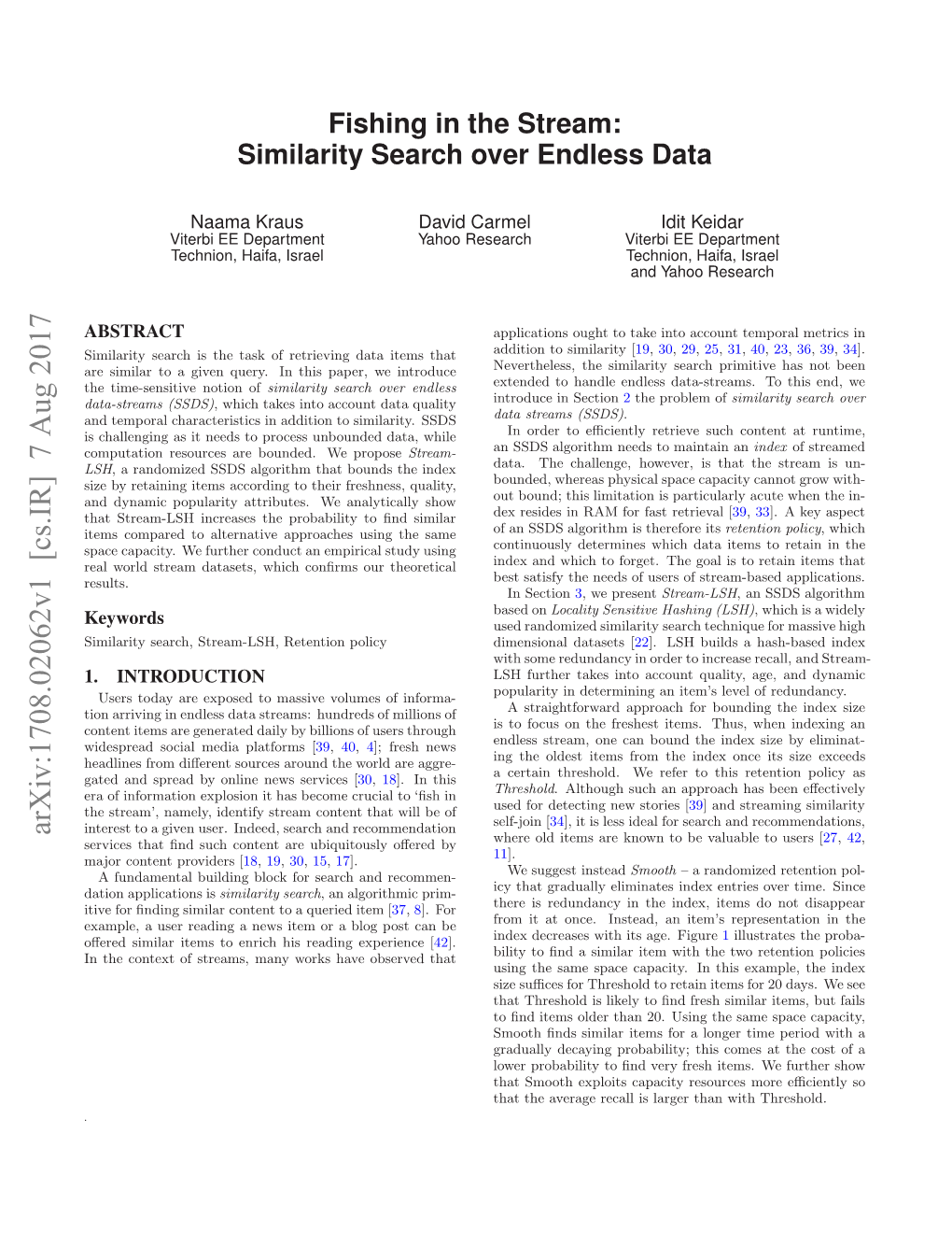 Fishing in the Stream: Similarity Search Over Endless Data