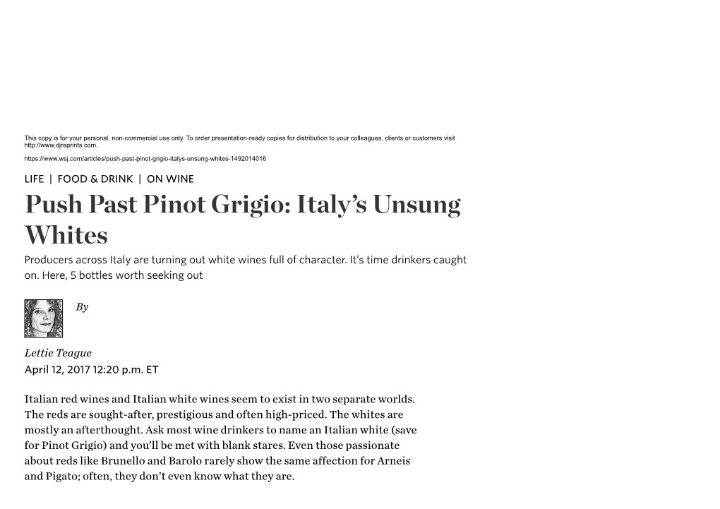 Push Past Pinot Grigio: Italy's Unsung Whites