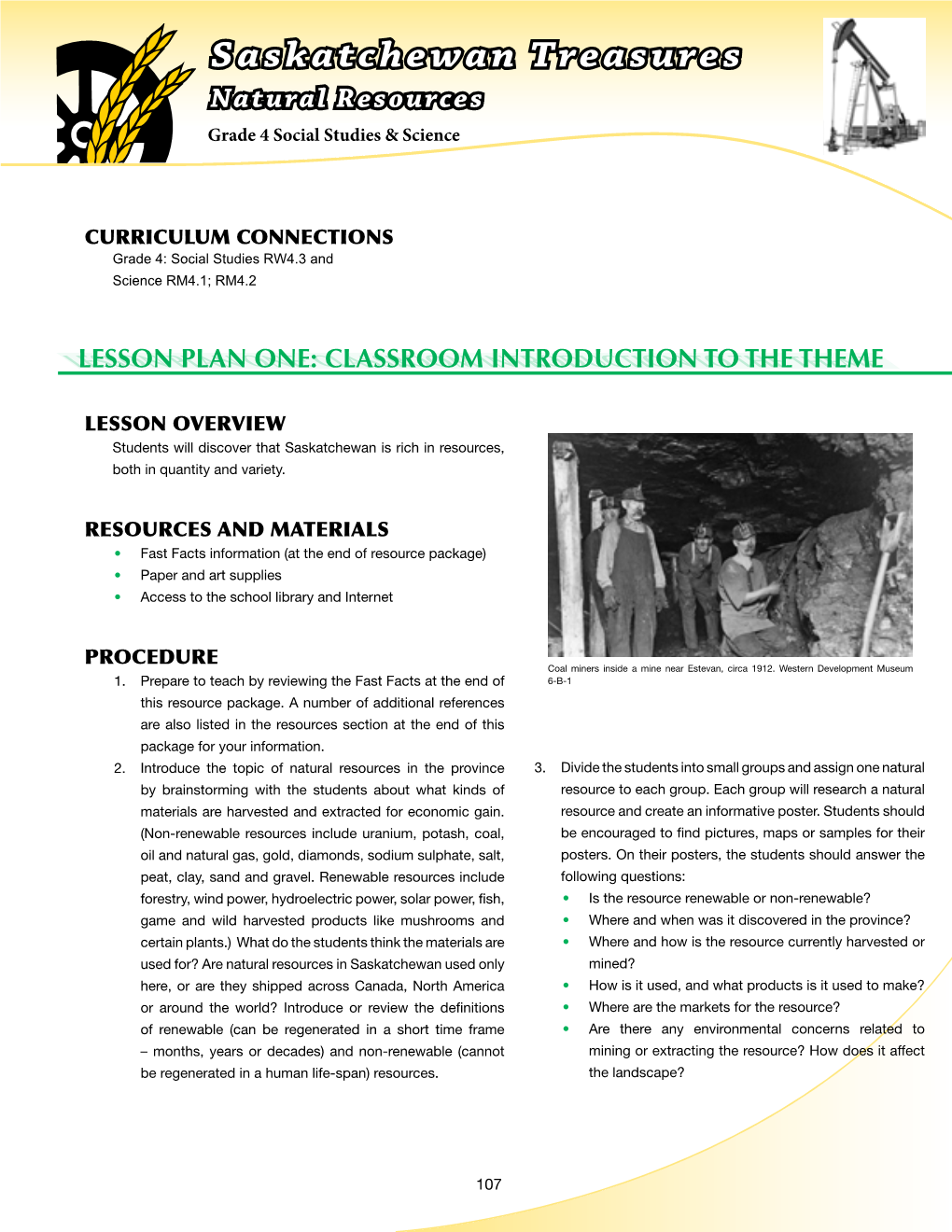 Saskatchewan Treasures Natural Resources Gradegrade 4 Socialfive Studiesscience & Science