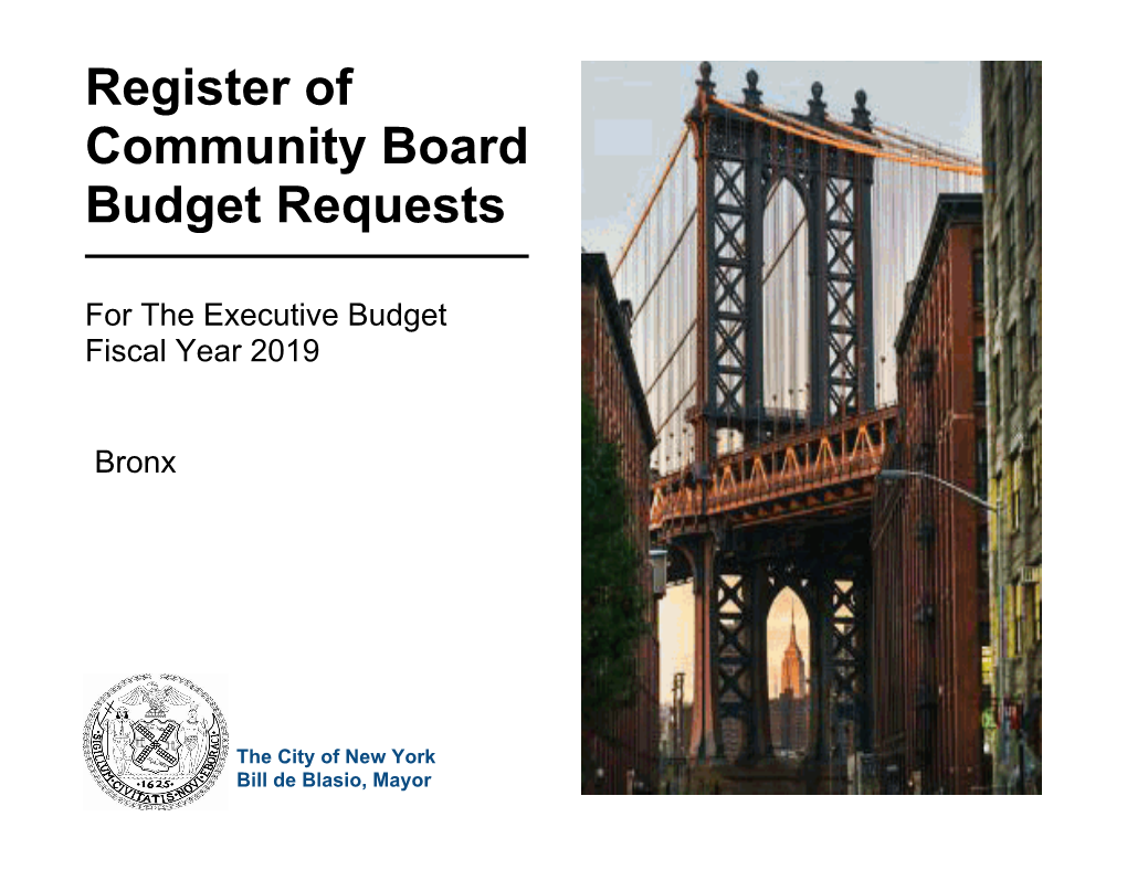 Register of Community Board Budget Requests