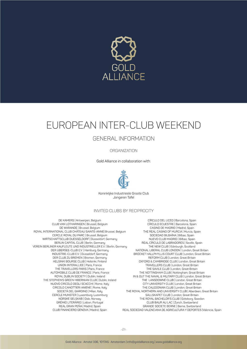 European Inter-Club Weekend General Information