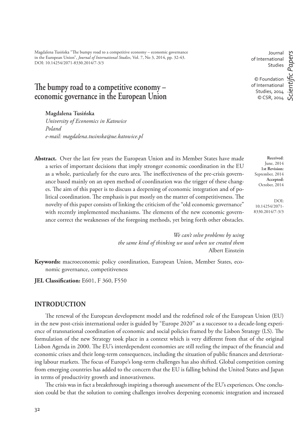 Economic Governance in the European Union Scienti