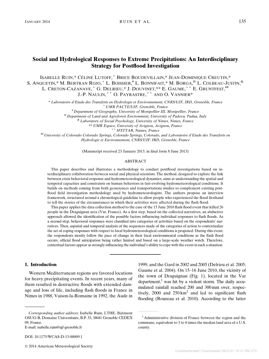 Downloaded 09/27/21 10:31 PM UTC 136 WEATHER, CLIMATE, and SOCIETY VOLUME 6