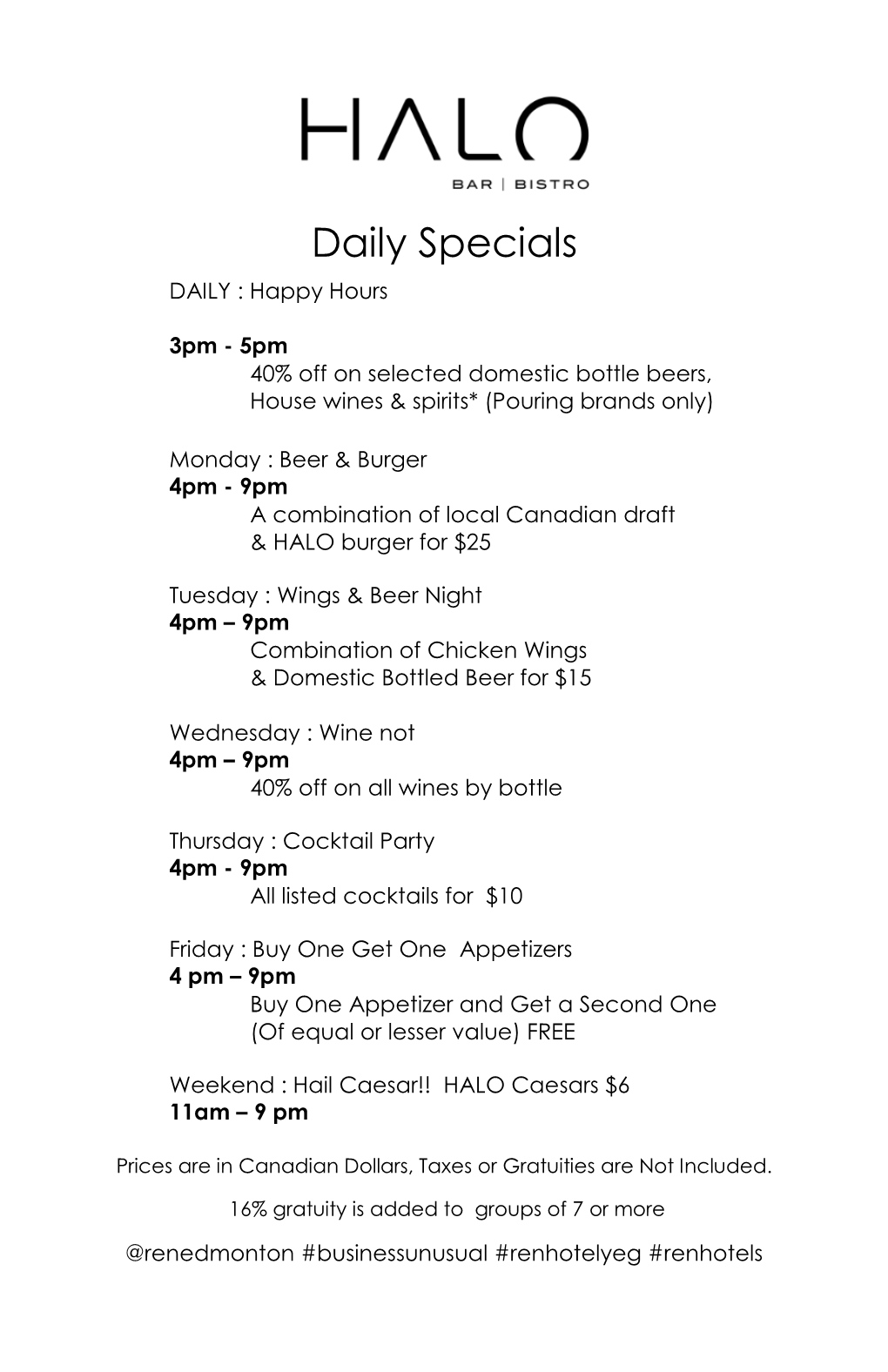 Daily Specials