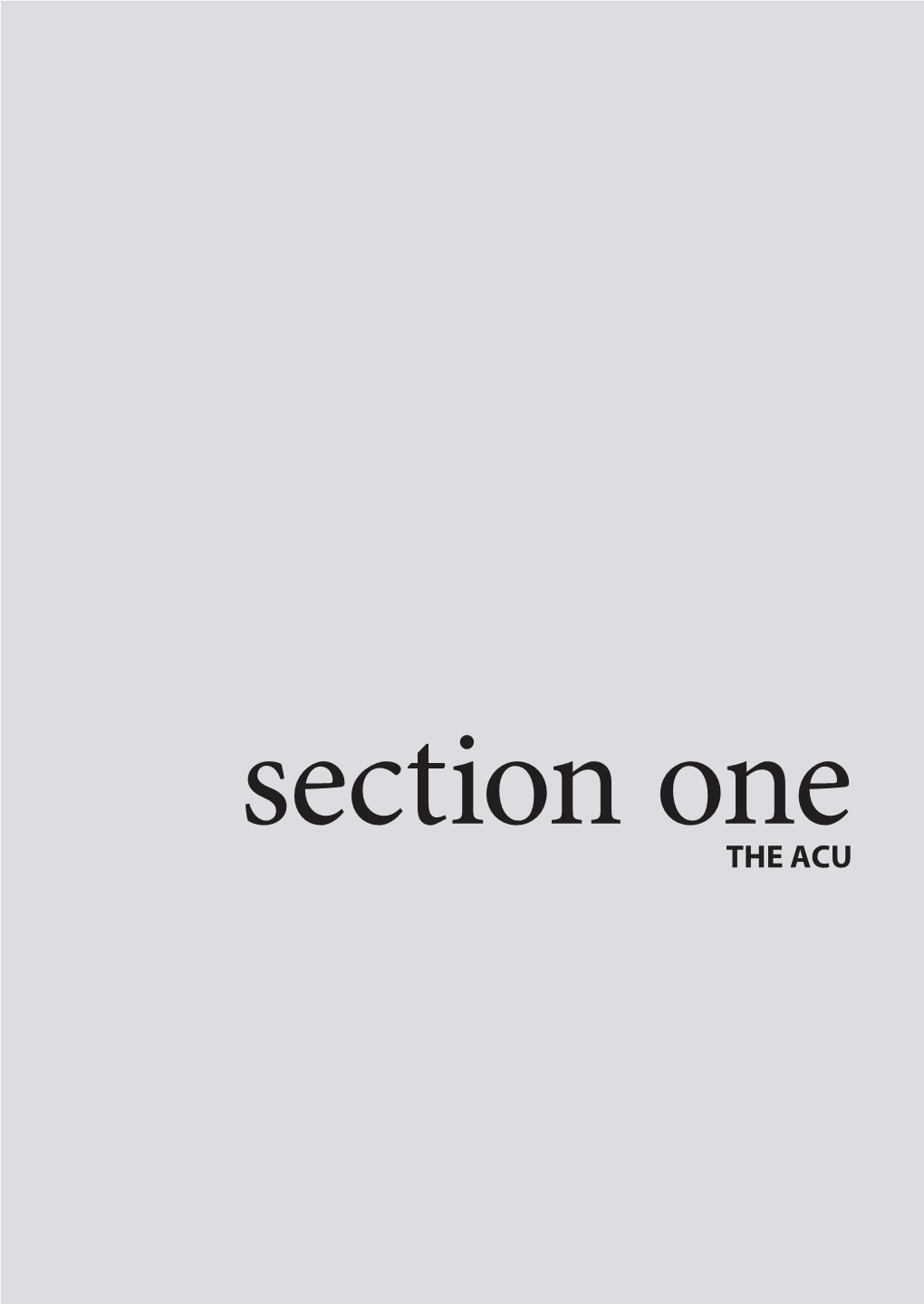 Section Onethe