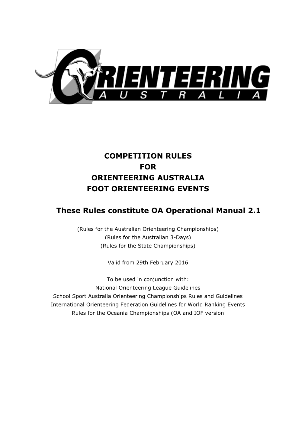 Competition Rules for Orienteering Australia Foot Orienteering Events