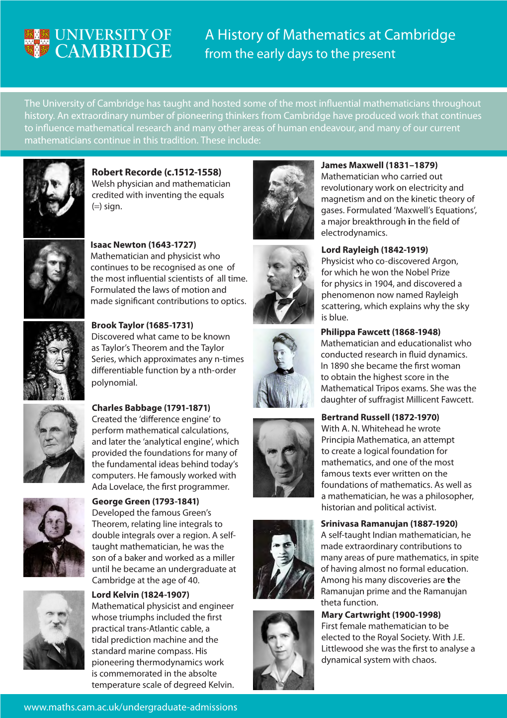 A History of Mathematics at Cambridge from the Early Days to the Present