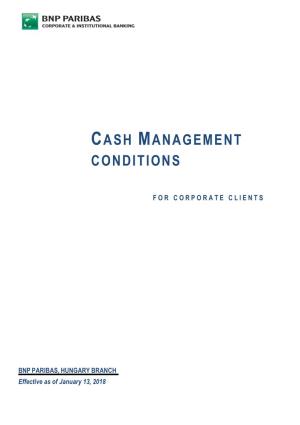 Cash Management Conditions
