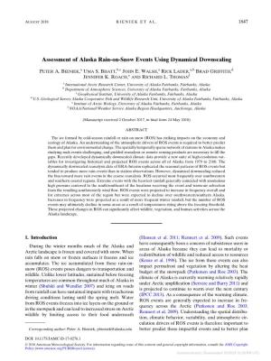 Assessment of Alaska Rain-On-Snow Events Using Dynamical Downscaling
