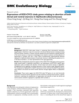 Expressions of ECE-CYC2 Clade Genes Relating to Abortion of Both