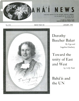 Dorothy Beecher Baker Toward the Unity of East and West Baha'ls And