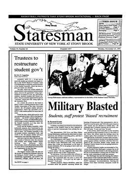 Military Blasted SUNY-Wide Student Politics for More Than 20 Years