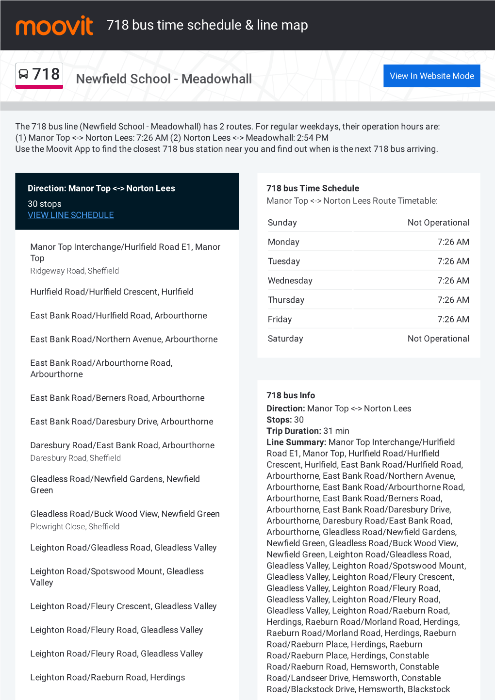 718 Bus Time Schedule & Line Route