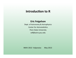 Feigelson R Intro