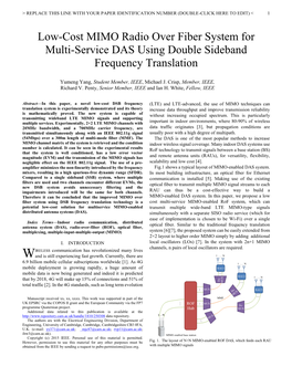Low-Cost MIMO Radio Over Fiber System for Multi-Service DAS Using Double Sideband Frequency Translation