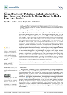 Wetland Biodiversity Disturbance Evaluation Induced by a Water Conservancy Project in the Flooded Plain of the Huolin River Lower Reaches