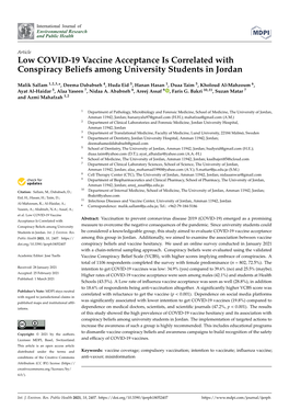 Low COVID-19 Vaccine Acceptance Is Correlated with Conspiracy Beliefs Among University Students in Jordan