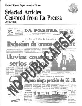 Selected Articles ~Censored from La Prensa JUNE 1986