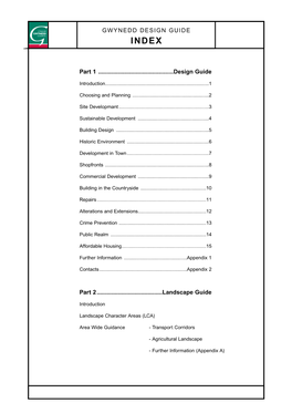 Gwynedd Design Guide Index