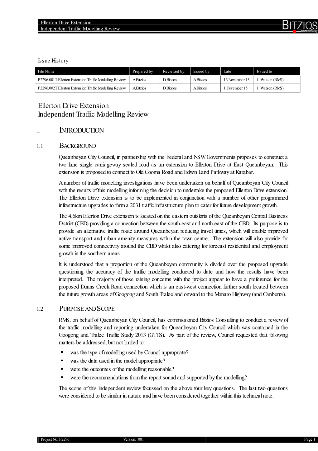 Ellerton Drive Extension Independent Traffic Modelling Review