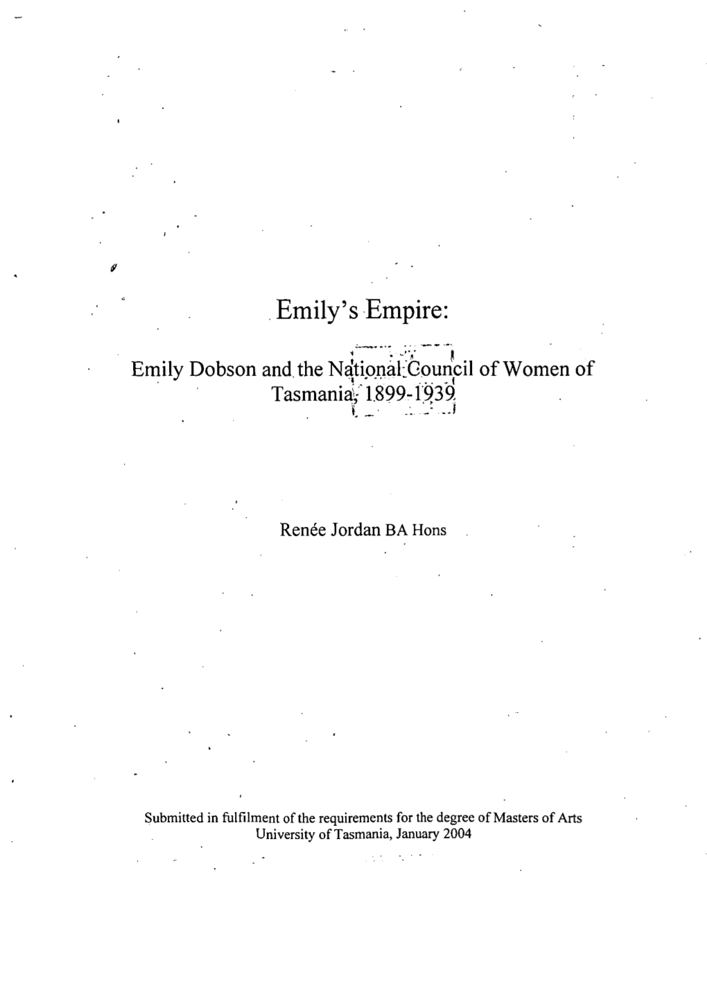 Emily Dobson and the National Council of Women of Tasmania
