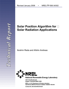 Solar Position Algorithm for Solar Radiation Applications (Revised)