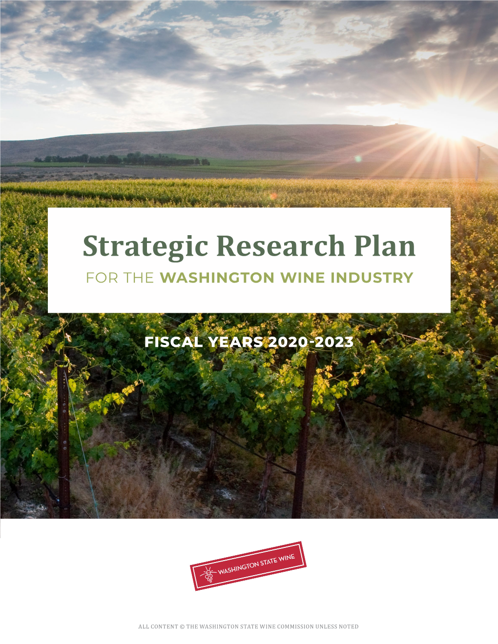 Strategic Research Plan for the WASHINGTON WINE INDUSTRY