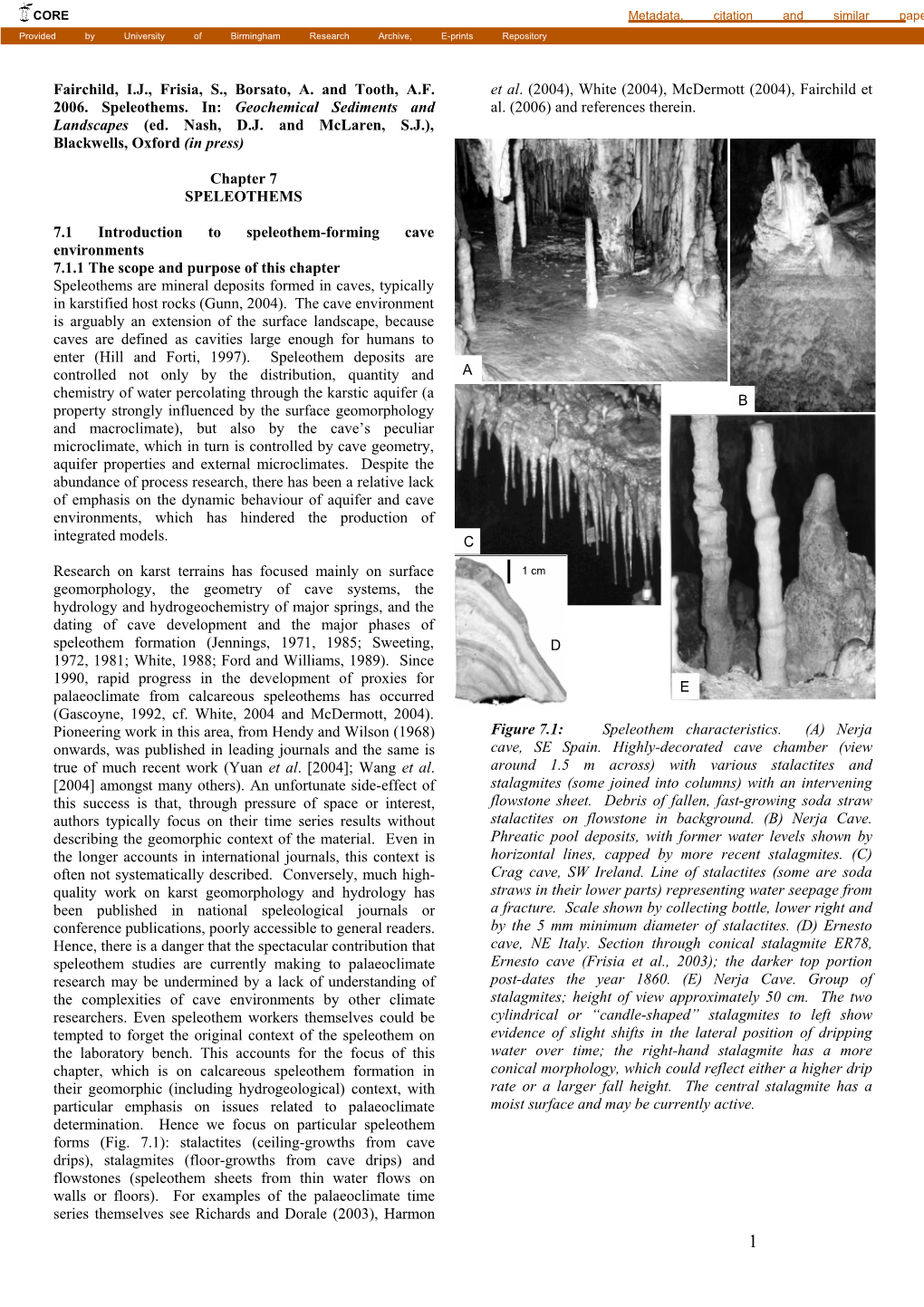 Chapter 7: Speleothems