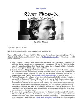 River Phoenix Another Fake Death